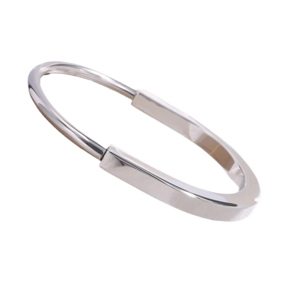 Silver padlock bangle